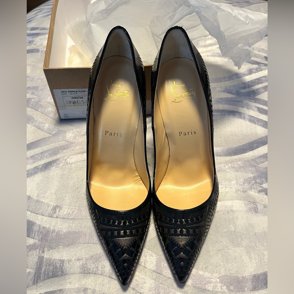 Never Worn - Authentic Christian Louboutin Black Laser Cut Heels